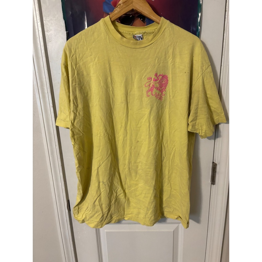 Vintage Hanes Beefy-T Kauai Classic Lion Graphic T-Shirt Yellow Mens XL